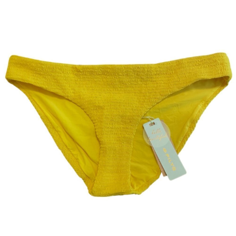 PilyQ Smocked Bikini Bottoms in Marigold Yellow NWT